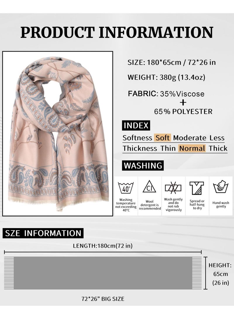 أوشيما شال باشمينا ملفوفات للنساء ، وشاح عطلة عكسية هدايا وشاح زهرة الكاجو الشتاء دافئ الشهال الكبيرة ، وشمال باشمينا الشتاء وملففات للنساء الناعمة الإضافية شال وملففات للفساتين المسائية - Image 2